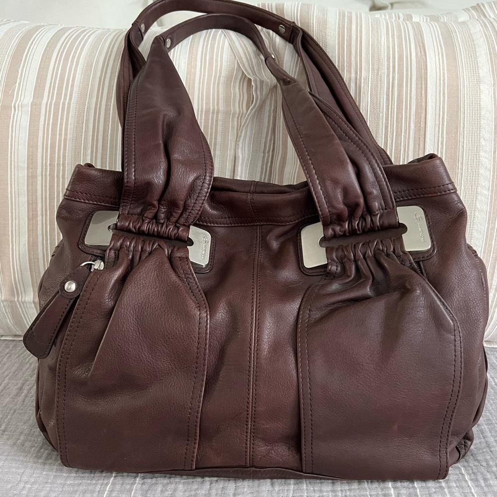 B Makowsky Brown Leather Handbag-EUC - Picture 2 of 13